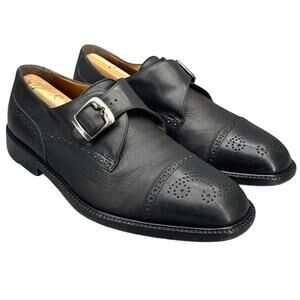 Florsheim Imperial Black Leather Detailed Monk Strap Buckle Dress Shoe Men 9.5EE